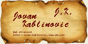 Jovan Kablinović vizit kartica